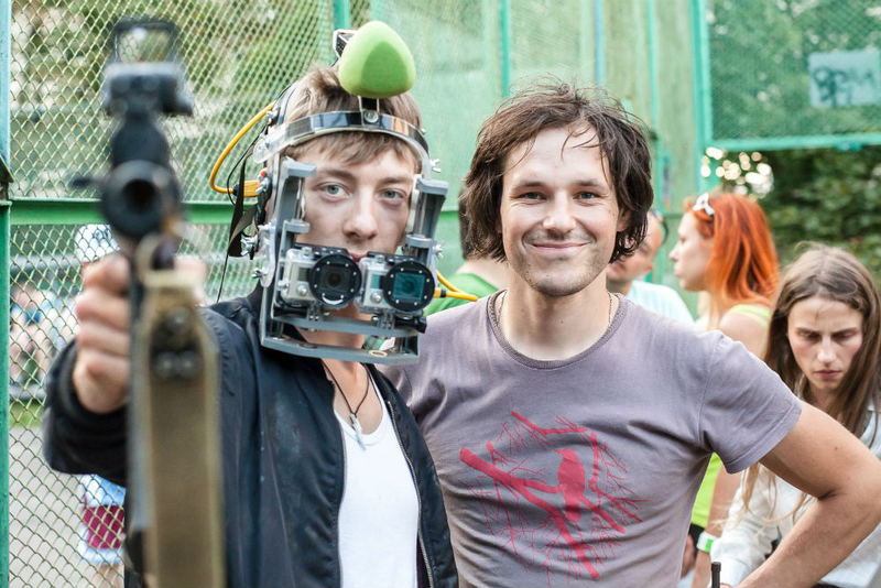 Sergey Valyaev and Seva Kaptur on the set of Hardcore Henry.